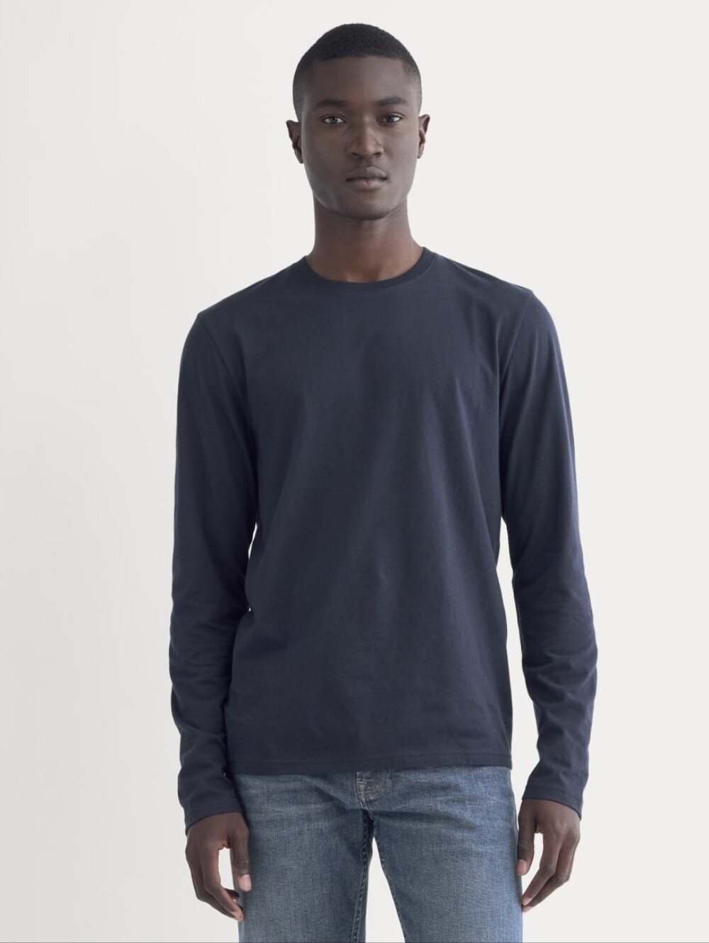 NWOT Everlane Uniform Navy Essential Organic Cotton Longsleeve - Size XS